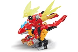 VTech - Switch & Go Dinos Combo Dragorex, Le Méga Dragon 2 en 1 - T-Rex Jouet Voiture de Course Transformable en Dragon Figurine Animé, Sons et Lumières - Cadeau Enfant Dès 4 Ans - Contenu en Français