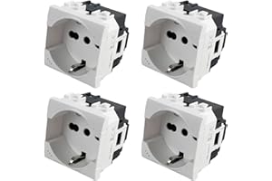 4 Pezzi di Presa Schuko 2P+T 16A Compatibile con Bticino Living, MOKEKA di Alta Qualità, Prezzo Eccellente,(Bianco, Presa Schuko)