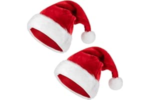 EURhine Christmas Santa Hat Xmas Holiday Hat for Adults Unisex Velvet Comfort Thicken Hats with Fur for Christmas Party