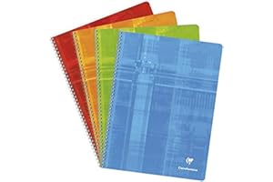 Clairefontaine 8342C Quaderno a Spirale, 24x32 cm, 100 Pagine Quadretti Piccoli, Carta Bianca 90g, Copertina in Carta Plastificata Colori Casuali
