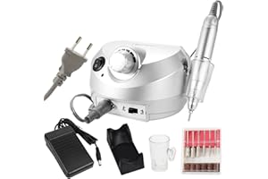 Layhou Máquina de taladro eléctrico profesional Pulidor de archivos Kits, Torno Para Uñas Profesional, Salón DIY/Lima de Uñas Pedicura, para Brocas de Todos Tipos de Uñas