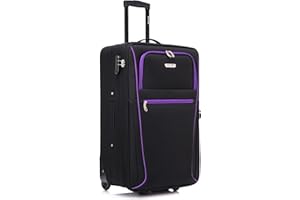 SKYLARK LUGGAGE Medium Suitcase 26" Super Lightweight Luggage 20% Expandable Combination Lock 2 Wheel Soft Shell Hold Check in Luggage for 15 to 20kg