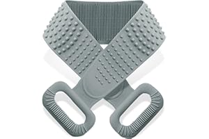 INMORVEN Silicone Back Scrubber for Use in Shower,90cm Body Brushes Exfoliating Body Scrubber for Men and Women,Spa Massage Skin Care ToolLong Lasting and Easy to Use(Grey)