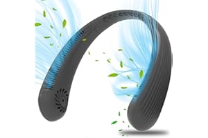 FAYHIJUN Ventilateur cou Portable Portable,USB Ventilateur 4000mAh sans lame Silencieux personne Collier Ventilateur Nuque Refroidisseur Rechargeable 3 Vitesses, pour Bureau, Domicile,Voyage (Noir)