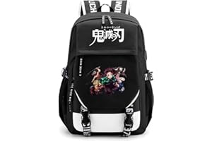 FSRONGXI 17Inch Nezuko Backpack for Teen Girls Middle School Backpacks with USB Charging Port, Anime Laptop Bag (A)