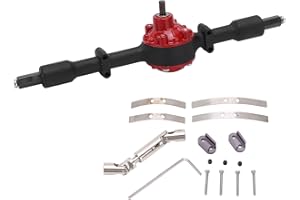 Nimomo RC Gear Rear Axle Housing Bridge Axle, Metal RC Housing Axle Shafts with Drive Shaft for WPL D12 Car Upgrade Parts Accessories (Black red)
