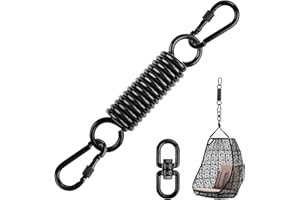 colmanda Kit di Sospensione a Molla 360°, 4 Pezzi Molla Acciaio Moschettoni Molla di Sospensione, Molla di Sospensione Gancio Girevole per Sacca di Sabbia Sedia Amaca Yoga Portata Fino a 300 kg
