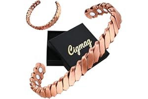 Cigmag Kupferarmband für Damen und Herren, ultrastark, magnetisch, 99 % reines Kupfer, verstellbare Brasaletes-Manschette, Armreif mit Geschenk-Box, 12 Stück