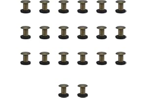 CANGCANG 20pcs rivets pour cuir,M5*8 vis chicago,vis de reliure chicago,rivet a visser,Rivets de Reliure à Tête Plate rivet cuir,Utilisé pour le bricolage en cuir Sac à vêtements, chaussures (Bronze)