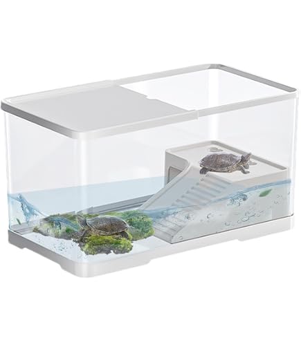 Acquario Per Tartarughe Con Piattaforma - Habitat Per Rettili - Vasca Con Filtro 3 In 1 - Taglia XL