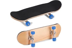 HOMINAS Mini deskorolka na palce, podstrunnica ze stopu drewna klonowego, z pudełkiem, zmniejsza nacisk dla dzieci (ciemnoniebieska)