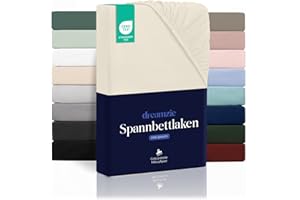 Dreamzie Spannbettlaken 120x200 cm - Hoher Steg bis 35 cm - 100% Mikrofaser - Beige - Schadstoffgeprüft (Oeko TEX), Bettlaken mit Gummizug