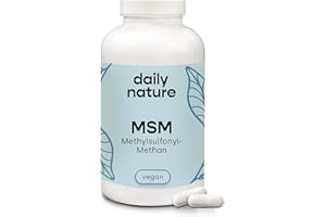 ‎DAILYNATURE dailynature MSM Kapseln hochdosiert | 1600 mg MSM Pulver pro Tagesdosis | 365 Kapseln | Nahrungsergänzungsmittel mit Methylsulfonylmethan | vegan & ohne Zusätze | glutenfrei | laktosefrei