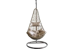 milani home Sedia Sospesa Poltrona A Dondolo Intrecciato in Rattan per Casa E Giardino con Cuscino