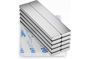 FINDMAG Neodymium Magnets, 10 Pack 60 x 10 x 3 mm Magnetic Bar, Strong Magnet for Whiteboard, Magnet Strong, Rare Earth Magnets with Double-Sided Adhesive, Fridge Magnetic Bar for Metal Tools, DIY