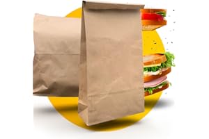 SIMPLELIFECO UK 20 Brown Paper Grab Bags for Lunch | Block Bottom Paper Take-Away Bags for Snacks, Sandwiches and Groceries in Carbon Neutral Packaging (Large)