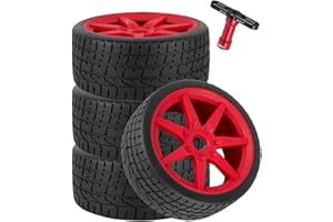 BRCatWPark RC Highway Tires Wheel for 1/7 Infraction 6S BLX/Limitless,1/8 Typhon 6s BLX,4pcs RC Wheel Highway Tires,Red
