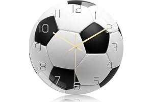 Väggklocka batteridriven, 30 cm fotboll akryl dekorativ väggklocka med tyst rörelse, exakta sporter för vardagsrum, sovrum oc
