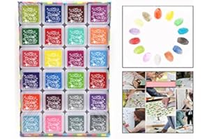 Itian Coussins Encreurs, 24 Couleurs Tampon Encreur Fingerprinting Encre Empreinte, Craft Stamps et Card Making Decoration pour Petite Boîte Indépendante