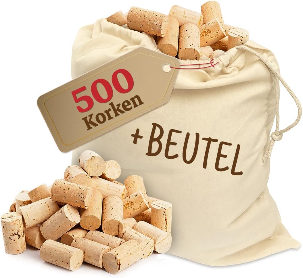 ELES VIDA 500 Nuevos tapones artesanales - tapones de corcho de botella como corchos de vino para decorar, embellecer, manualidades - tapones de corcho natural como accesorios de artesanía para niños