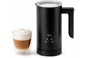 JATA JECL5501 5-i-1 elektrisk mjölkskummare med värmare, varmt och kallt skum, 150 ml/300 ml för uppvärmning, non-stick karaff, 360° bas, automatisk frånkoppling, 500 W
