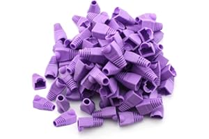 SAIM Uotyle 100 Pcs RJ45 Connector Ethernet Cable Color Coded Strain Relief Boots Purple.