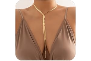 HARRY AND HENRY Trendy Gold Statement Necklaces for Women - Twisted Snake Chain, Chunky Herringbone Lariat, Birthday & Mothers Day Gifts