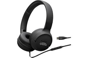 JBL Tune 520 C Comfort Fit Wired On Ear Headphones with Microphone, Pure Bass Sound, EQ Presets, USB-C Connectivity, Foldable Design and Tangle-Free Cable, Black