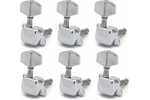 TOPHOMER 6R Semi-Closed Guitar Tuners String Tuning Pegs Keys Machine Heads Set For Acoustic Or Electric Guitar, Silver