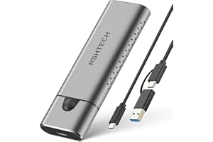 RSHTECH M.2 NVMe SATA Enclosure, 10Gbps USB 3.2 M.2 SSD Enclosure for NVMe PCIe and SATA M-Key/B+M Key, Aluminum External SSD Caddy Support UASP &TRIM, Tool-Free (RSH-329)