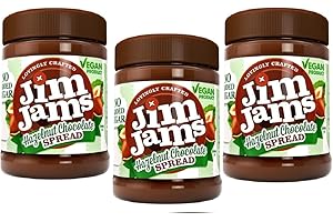 SNACKIFY Jimjams Plant based Vegan No Added Sugar Hazelnut Chocolate Spread 350g | Healthy Diabectic Belgium Choco Spread | Ideal on bread & breakfast & Baking Cakes, Pancakes, Muffins (3, Hazelnut)