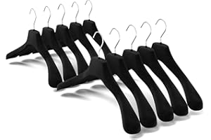 Mainetti Grucce in Velluto Antiscivolo, per Capispalla, Giacche, Felpe, Cappotti Uomo Donna, Appendini Resistenti, Made in Italy, Set di 10 Pezzi (Nero, 38 cm)