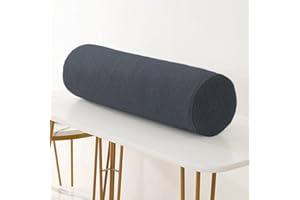 EN AyuL Rundes zylinderförmiges Kissen, für Sofa, Armstütze, Kopf, Nacken, Lendenkissen, abnehmbares Kopfteil, rundes Kissen (15 x 90 cm, dunkelgrau)