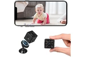 TRAHOO Mini Caméra Espion HD 1080P，Caméra de Surveillance WiFi en Direct Via Une Application Mobile, Caméra de Surveillance Domestique avec Vision Nocturne，Convient pour Bureau, Animal de Compagnie, Garage