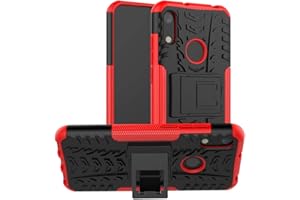 Yiakeng Funda Huawei Y6 2019/Honor 8A Carcasa, Doble Capa Silicona a Prueba de Choques Soltar Protector con Kickstand Case para Huawei Y6 2019 (Rojo)
