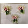 The Diva Decor Handmade Artificial Flower Bunch for Hamper, Artificial Flower Brooch Hamper, Bunches for Decoration, Gifting, Trousseau Packing, Gifting (Pack of 6)