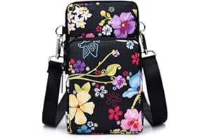 JEYORZY 1 pcs Sac de téléphone Portable, Sac bandoulière Portefeuille Poche, sacs à Fleurs Petite Bandoulière en Nylon Téléphone Portable Mini Sacoche Femme Fille, sacs Pochette Bandouliere Voyage