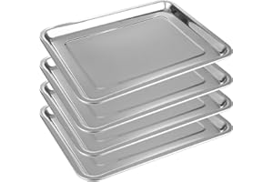 DAJAVE Set 4 Teglie da Forno in Acciaio Inox, 40 x 30 x 2 cm Teglia per Pizza Professionale, Teglia Forno Rettangolare, Teglia per Pizza Rettangolare, Atossica e Sana, Lavabile in Lavastoviglie