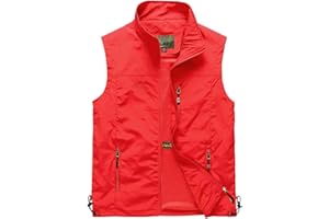 Gefomuofe Gilet da lavoro da uomo, senza maniche, estivo, senza maniche, giacca primaverile, per attività all'aria aperta, in cotone, leggero, per pesca, per attività all'aria aperta, campeggio,