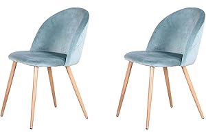 GrandCA HOME Lot de 2 Chaises de Salle à Manger en Velours, Chaises de Cuisine avec Coussin de Siège en Velours Doux, Chaises de Salle à Manger Latérales Rembourrées pour Salon, Vert