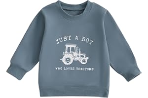 Vioyavo Kids Boys Spring Fall Sweatshirt Trendy Farm Tractor Print Long Sleeve Round Neck Pullover Tops Toddler Fashion Hoodie