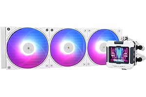 TR FW 360 White ARGB-360 mm AIO CPU Liquid Cooler,IPS LCD Screen with 320 * 240 Resolution,for AM4/AM5/Intel LGA1700,'2.4 inch'Magnet-Absorbent LCD Screen for Images -White