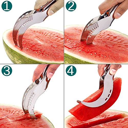 AOZBZ Wassermelone Slicer, Edelstahl Obstmesser Wassermelone Messer schneider Melonenschneider Melonenausstecher - 4