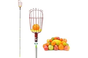 Suwimut Fruit Picker Tool, 240cm/8FT Extendable Fruit Picker Pole with Large Twist-on Basket, Length Adjustable Gardening Tools Fruit Catcher Tree Picker for Picking Peach, Mango, Apple, Pear
