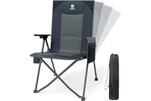 EVER ADVANCED Chaise de Camping Pliante avec Dossier réglable 160KG, Chaise Pliante Recliner 4 Positions, Chaise Pliante avec Poche latérale & Porte-Boisson pour Camping Jardin Balcon