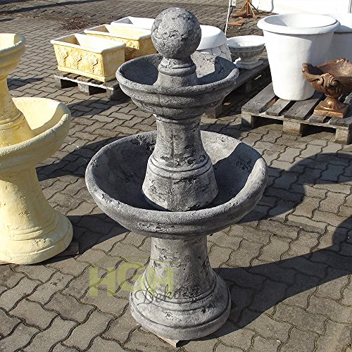 rustikaler Etagen Springbrunnen mit Kugel Beton Stein Garten Park Terrasse (dunkel patiniert) - 2