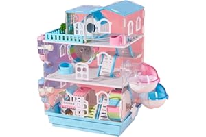 xixi-home Gabbia per criceti Gabbia per criceti nani siriani Gabbia per piccoli animali a 3 livelli Gabbie per criceti in acrilico completamente trasparente con kit (3 Layer（color）, Blue)