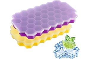 Micacorn Eiswürfelform Silikon, 2 Pack Eiswürfelschale Silikonform 74 Fach mit Deckel Eisform Ice Cube Tray BPA Frei Eiswürfelbehälter, Langlebig Spülmaschinenfest für Family, Party und Bars