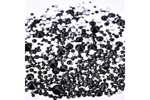 Jollin 3456pcs Flatback Rhinestones Glass Charms Diamantes Gems Stones for Nail Art 6 Size ss4~ss12 Jet