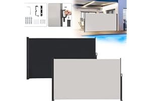 AufuN Markiza boczna wysuwana 200 x 300 cm Poliestrowa osłona przeciwsłoneczna Markiza do balkonu, tarasu, ogrodu, kempingu, antracyt